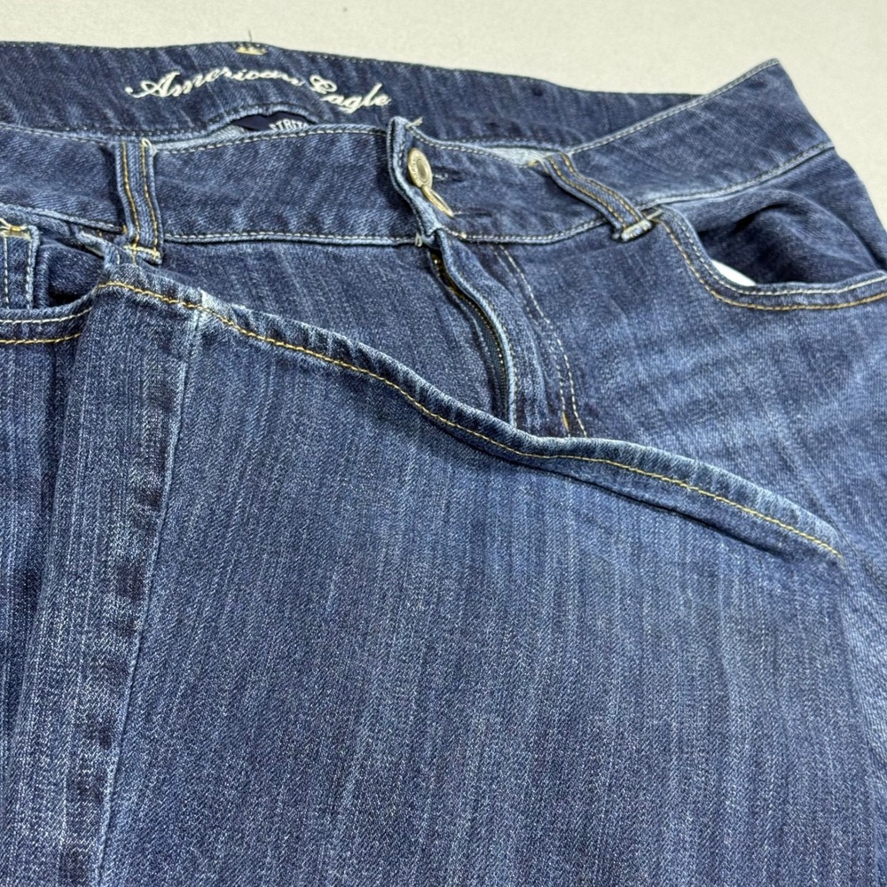 American Eagle Womens Dark Wash Stretch Bootcut Jeans Blue Size 14 Short